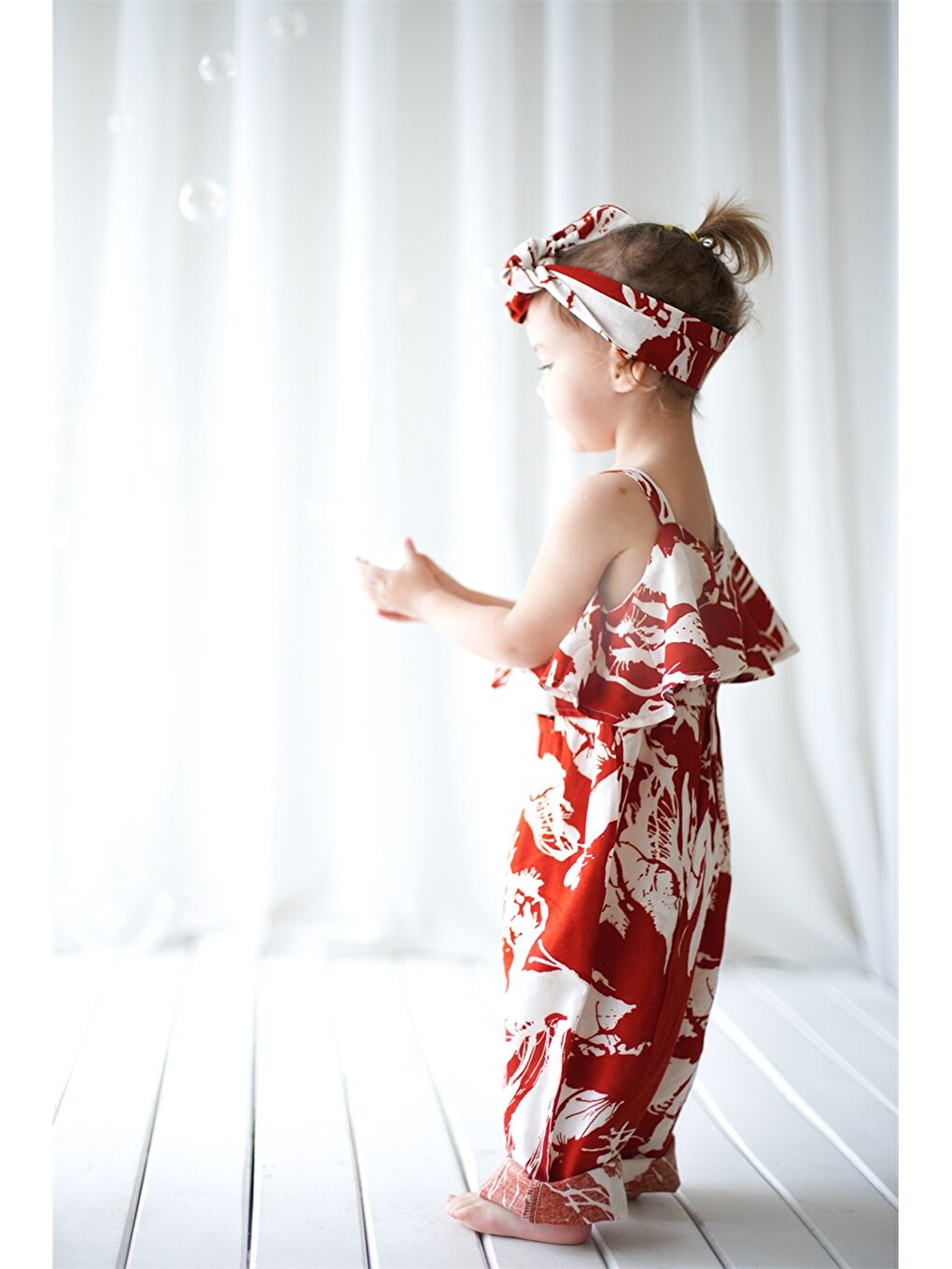 Karışık Askılı Desenli Kız Bebek Tulum-1