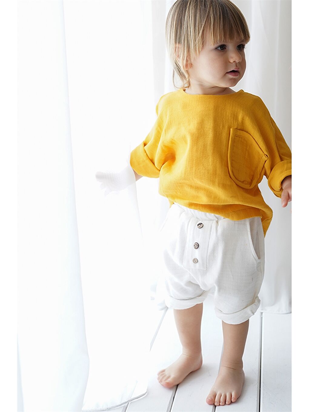 Sarı Erkek Bebek Gömlek ve Şort