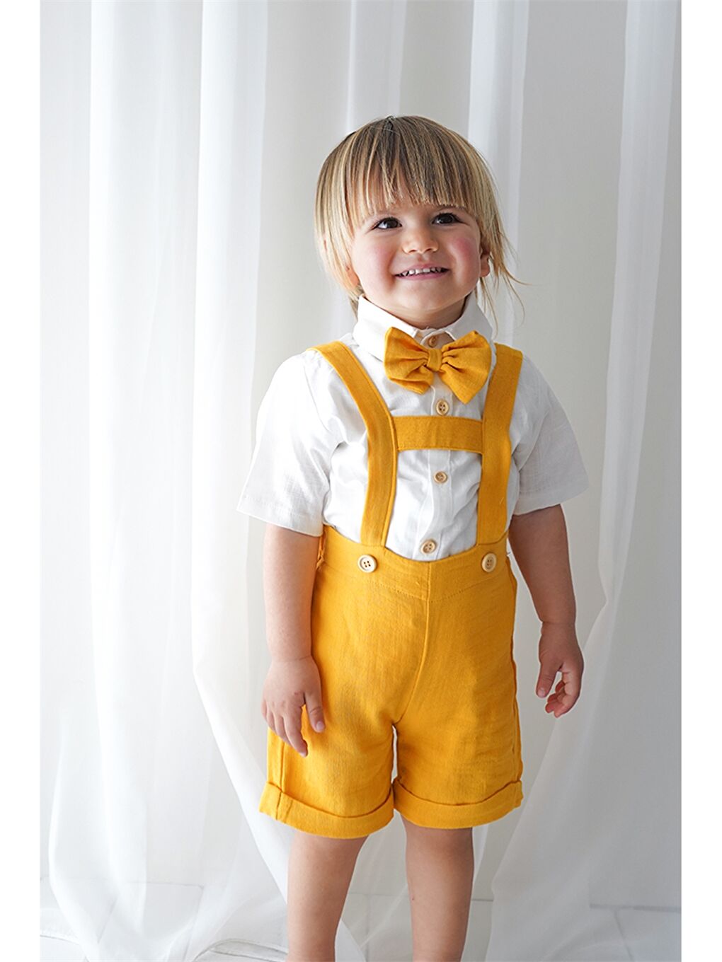 Sarı Erkek Bebek Şortlu Takım 3'lü