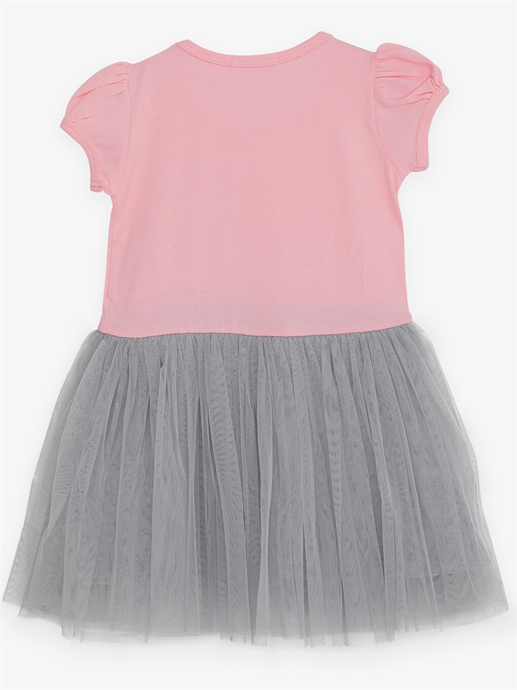 Pembe Bisiklet Yaka Baskılı Kız Çocuk Elbise-1