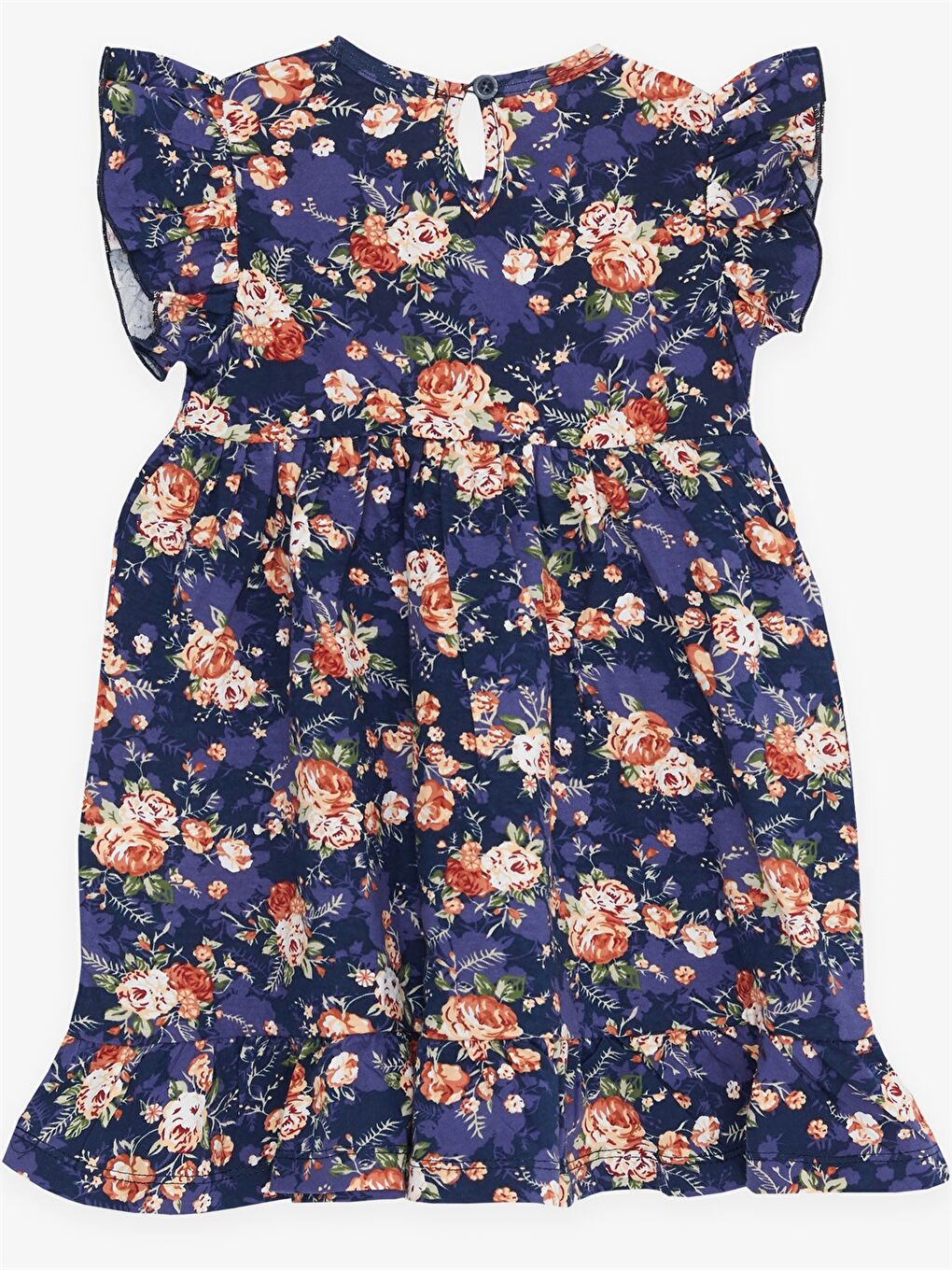 Karışık Bisiklet Yaka Desenli Kız Çocuk Elbise-1