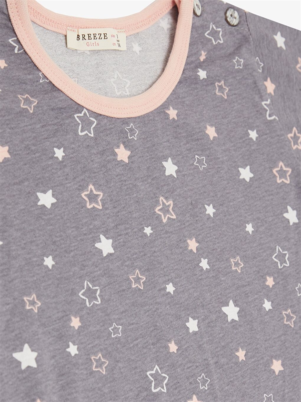 Antrasit Bisiklet Yaka Kısa Kollu Kız Bebek Pijama Takımı-4