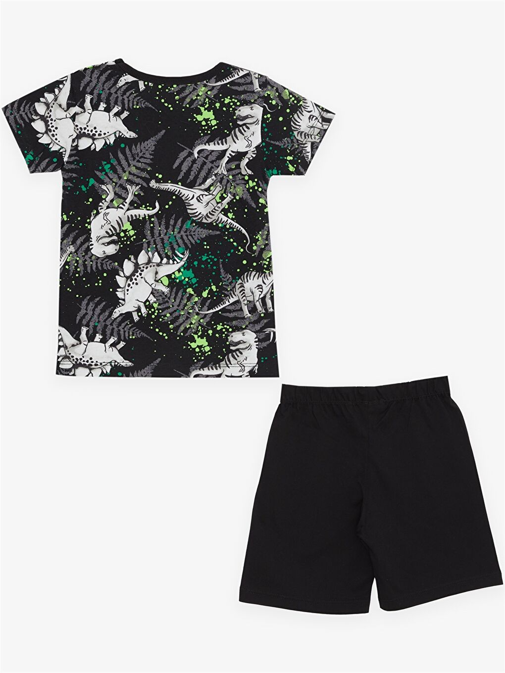 Siyah Bisiklet Yaka Kısa Kollu Erkek Bebek Pijama Takımı-1