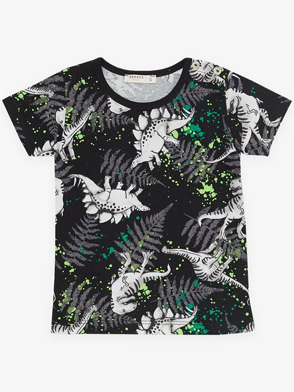 Siyah Bisiklet Yaka Kısa Kollu Erkek Bebek Pijama Takımı-2