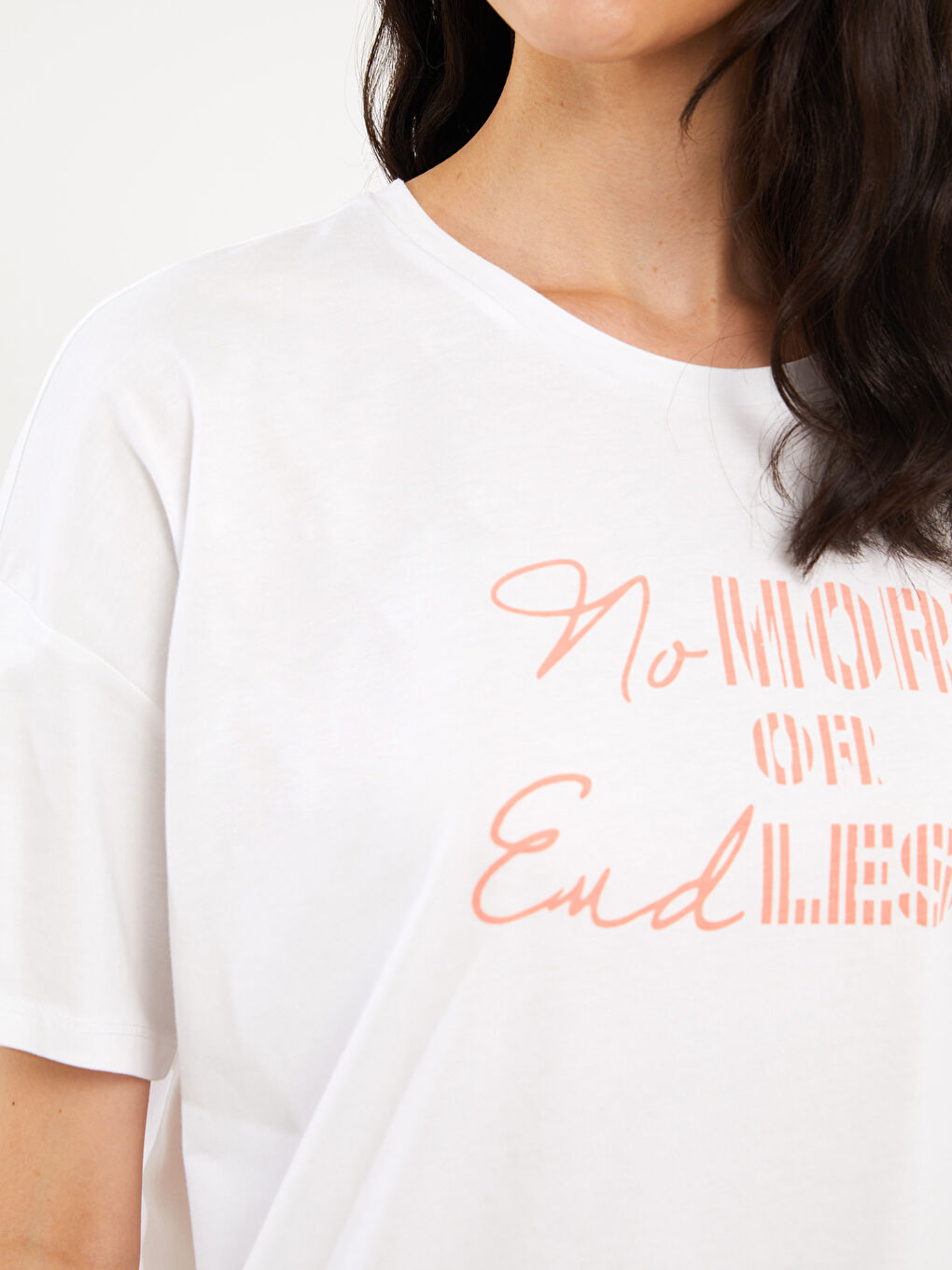 Mercan Bisiklet Yaka Baskılı Kısa Kollu Kadın Pijama Takımı-3