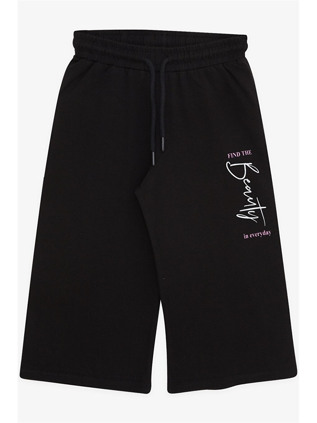 Siyah Kız Çocuk Beli Lastikli Capri