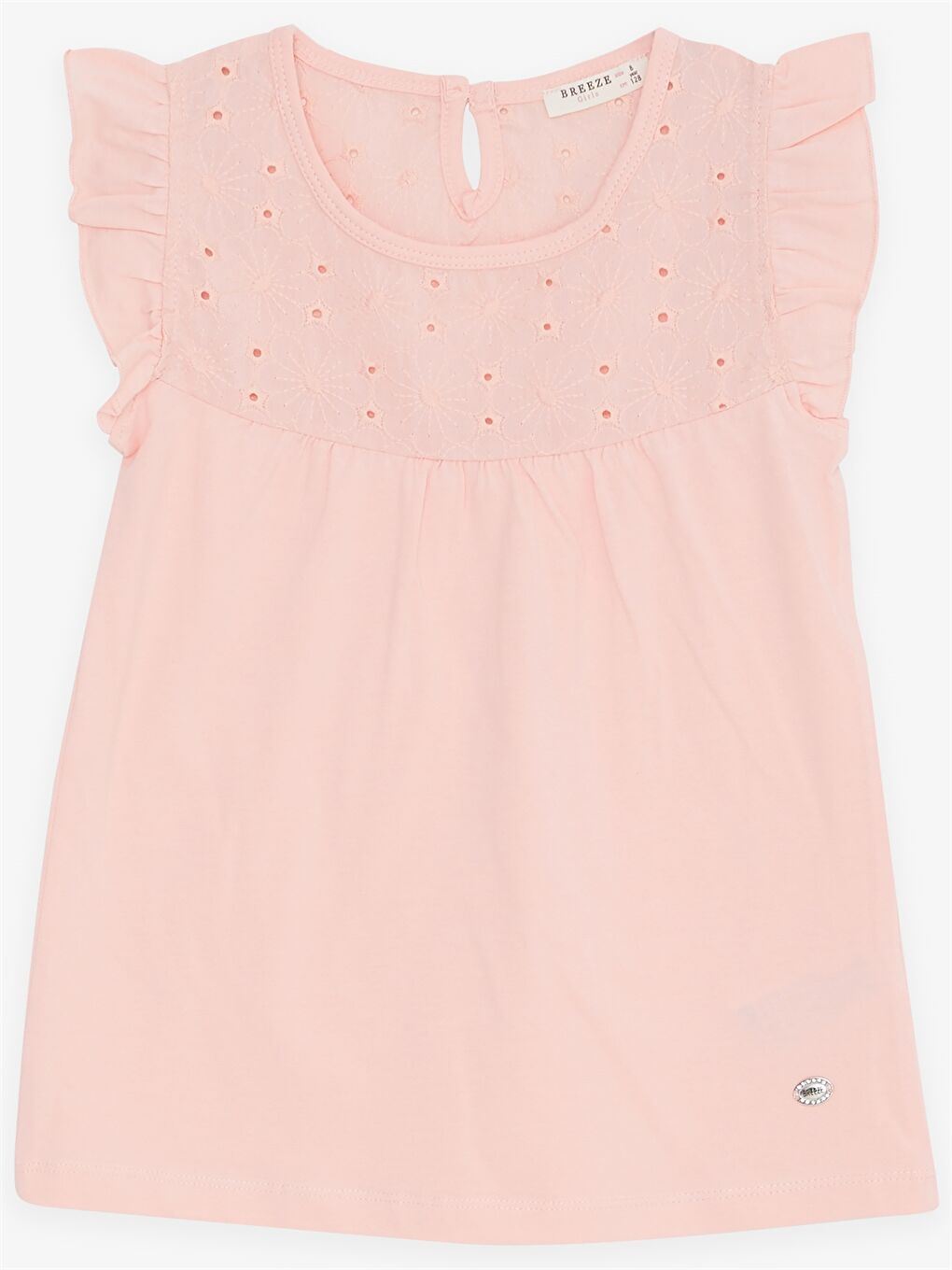 Turuncu Bisiklet Yaka Fisto Detaylı Kısa Kollu Kız Çocuk Tişört