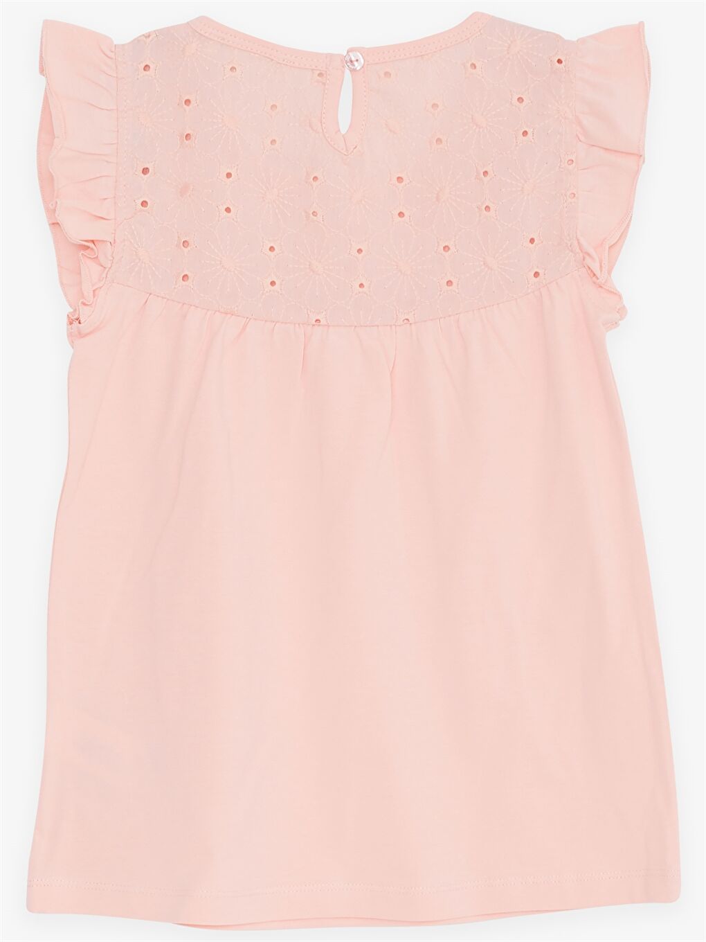 Turuncu Bisiklet Yaka Fisto Detaylı Kısa Kollu Kız Çocuk Tişört-1