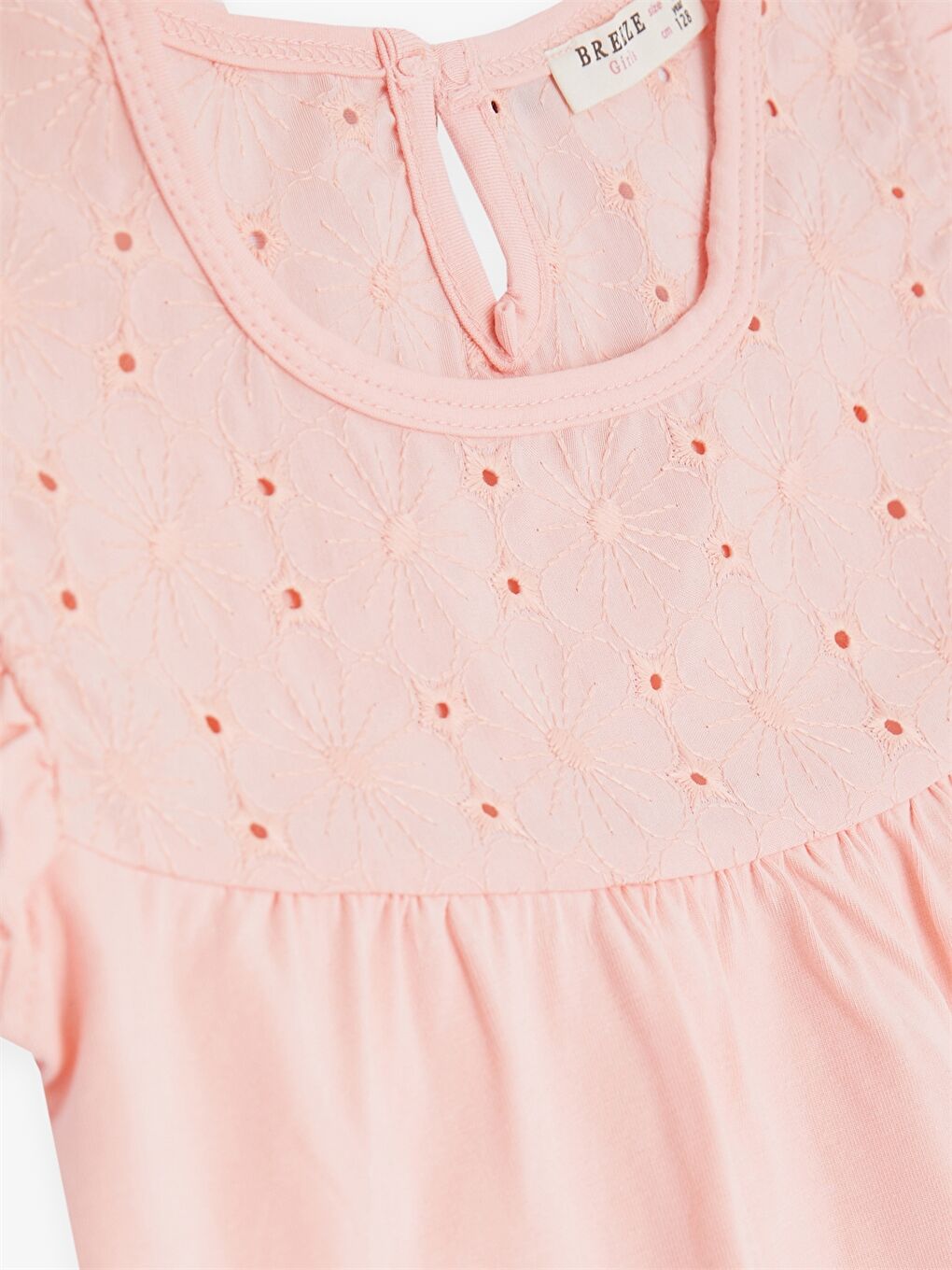 Turuncu Bisiklet Yaka Fisto Detaylı Kısa Kollu Kız Çocuk Tişört-2