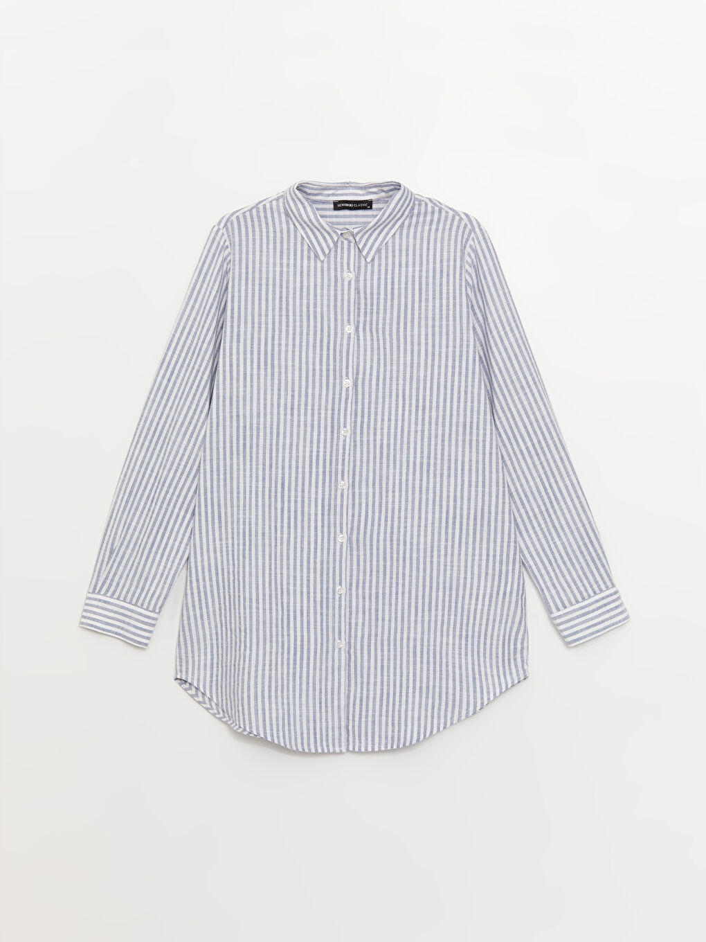 İndigo Çizgili Kadın Gömlek Tunik-5