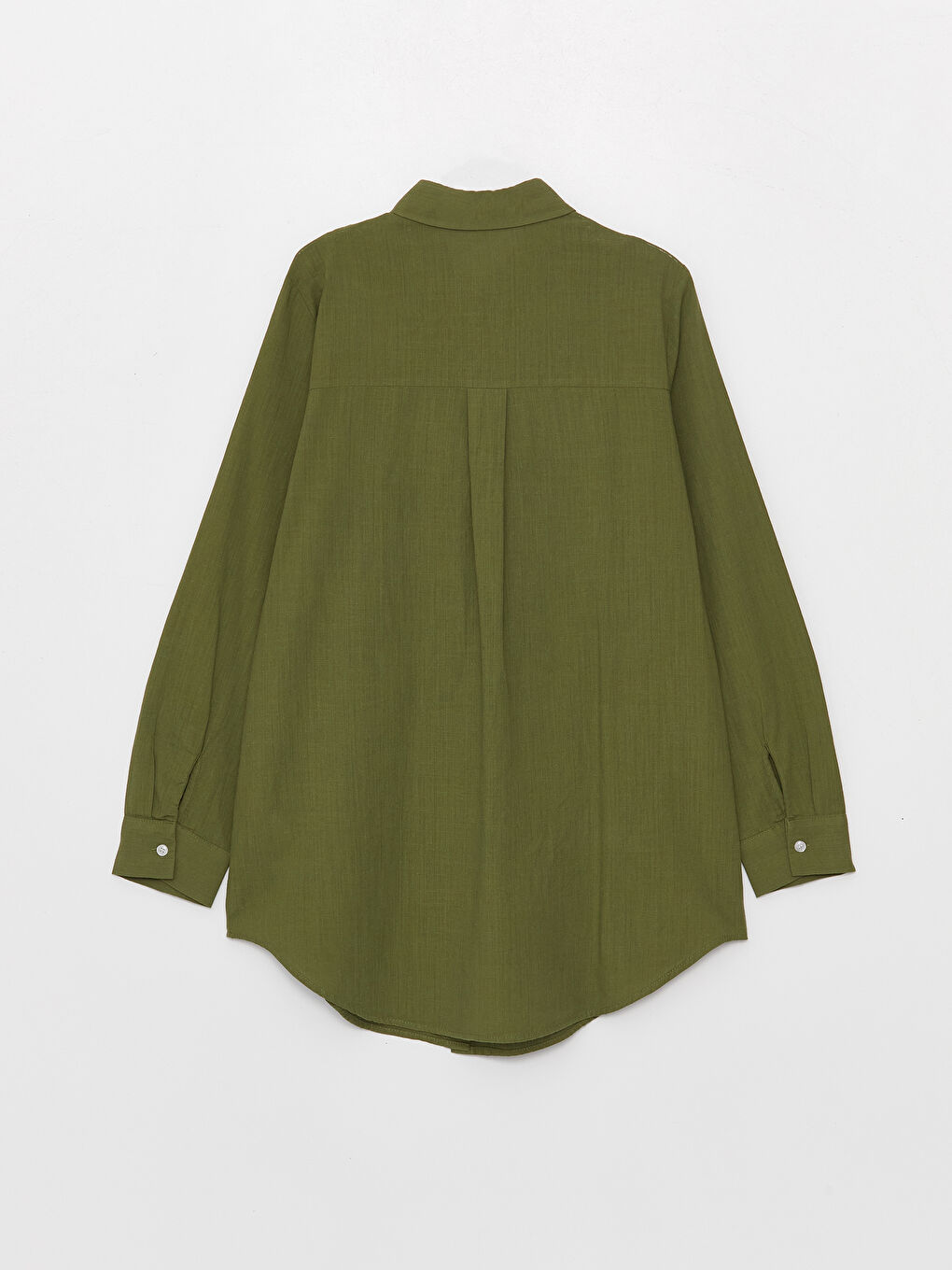 Yeşil Düz Uzun Kollu Kadın Gömlek Tunik-6