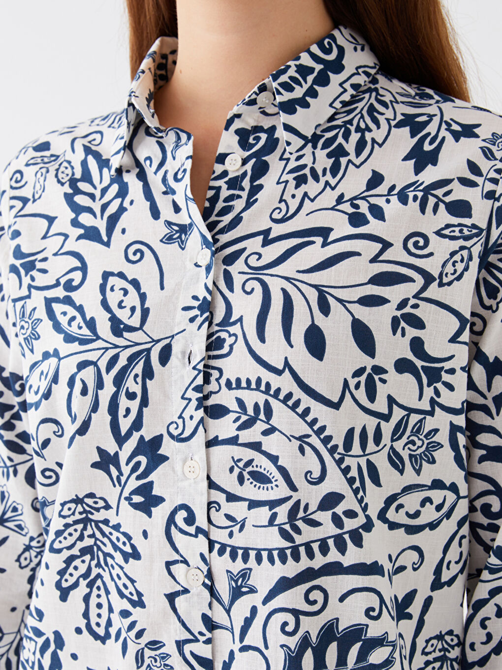 Mavi Desenli Kadın Gömlek Tunik-3