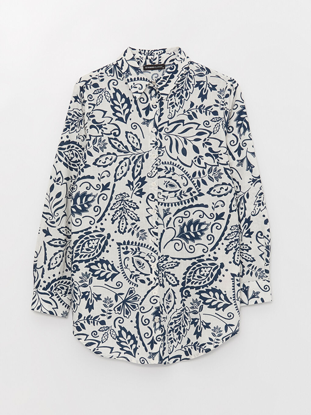 Mavi Desenli Kadın Gömlek Tunik-5