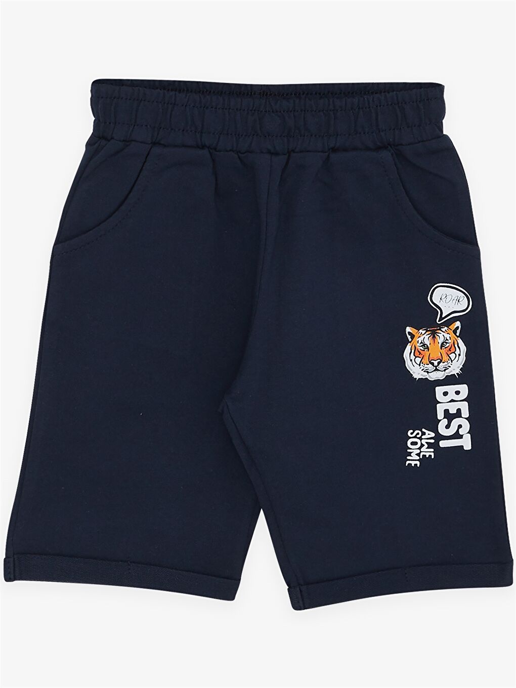 Sarı Bisiklet Yaka Kısa Kollu Erkek Bebek Tişört ve Şort 2'li Takım-3