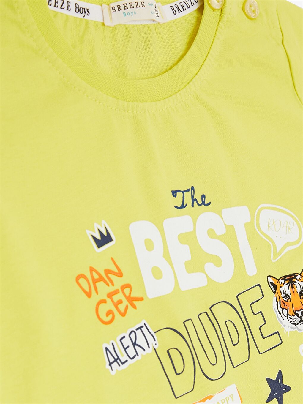 Sarı Bisiklet Yaka Kısa Kollu Erkek Bebek Tişört ve Şort 2'li Takım-4