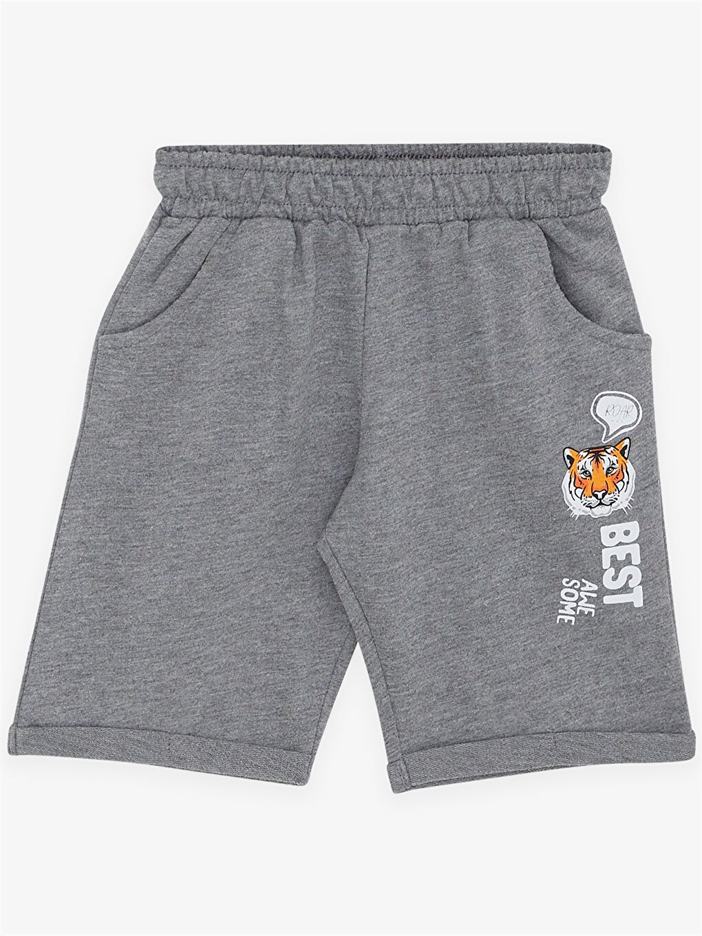 Ekru Bisiklet Yaka Kısa Kollu Erkek Bebek Tişört ve Şort 2'li Takım-3