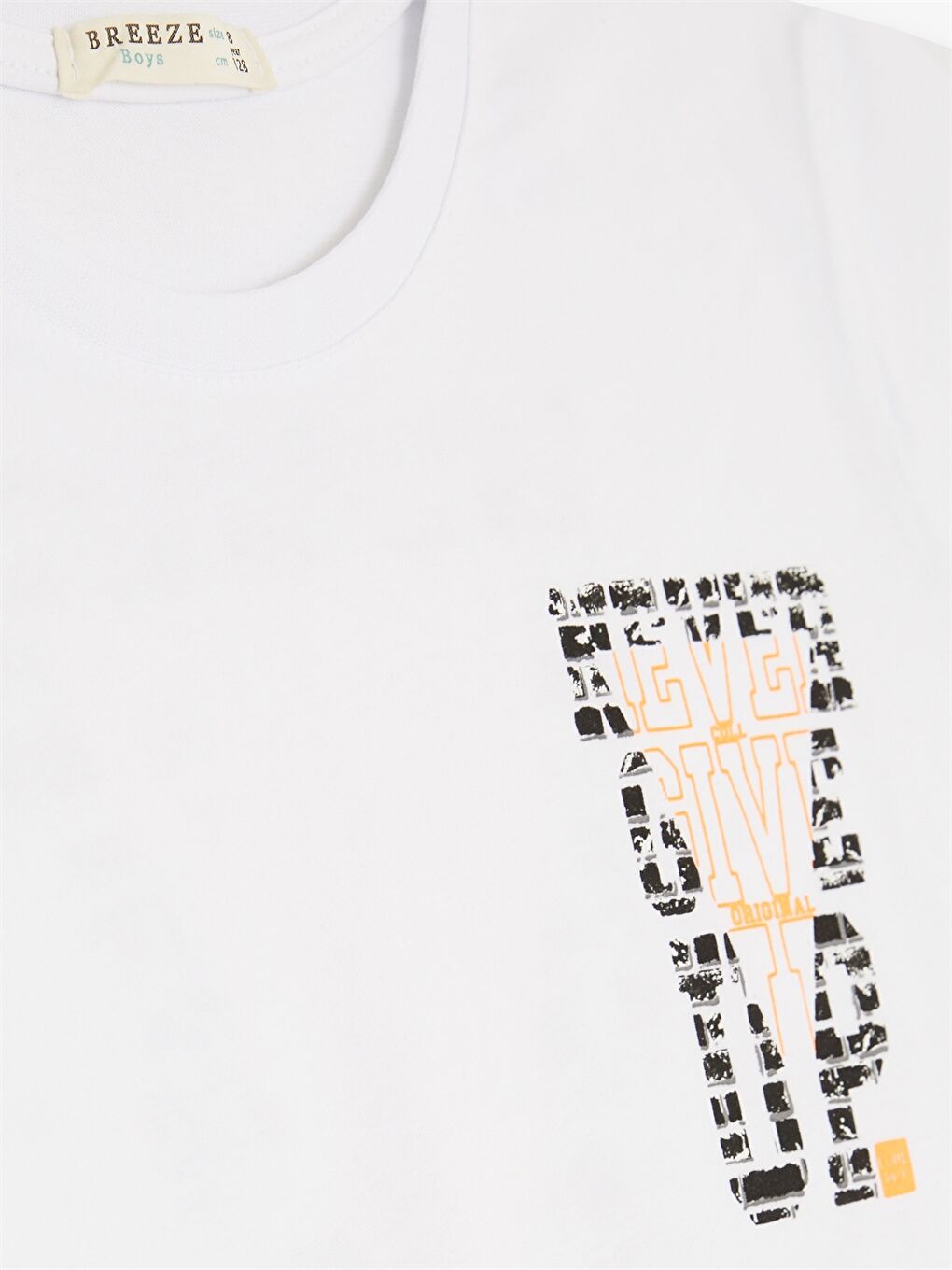 Beyaz Bisiklet Yaka Baskılı Kısa Kollu Erkek Çocuk Tişört-2