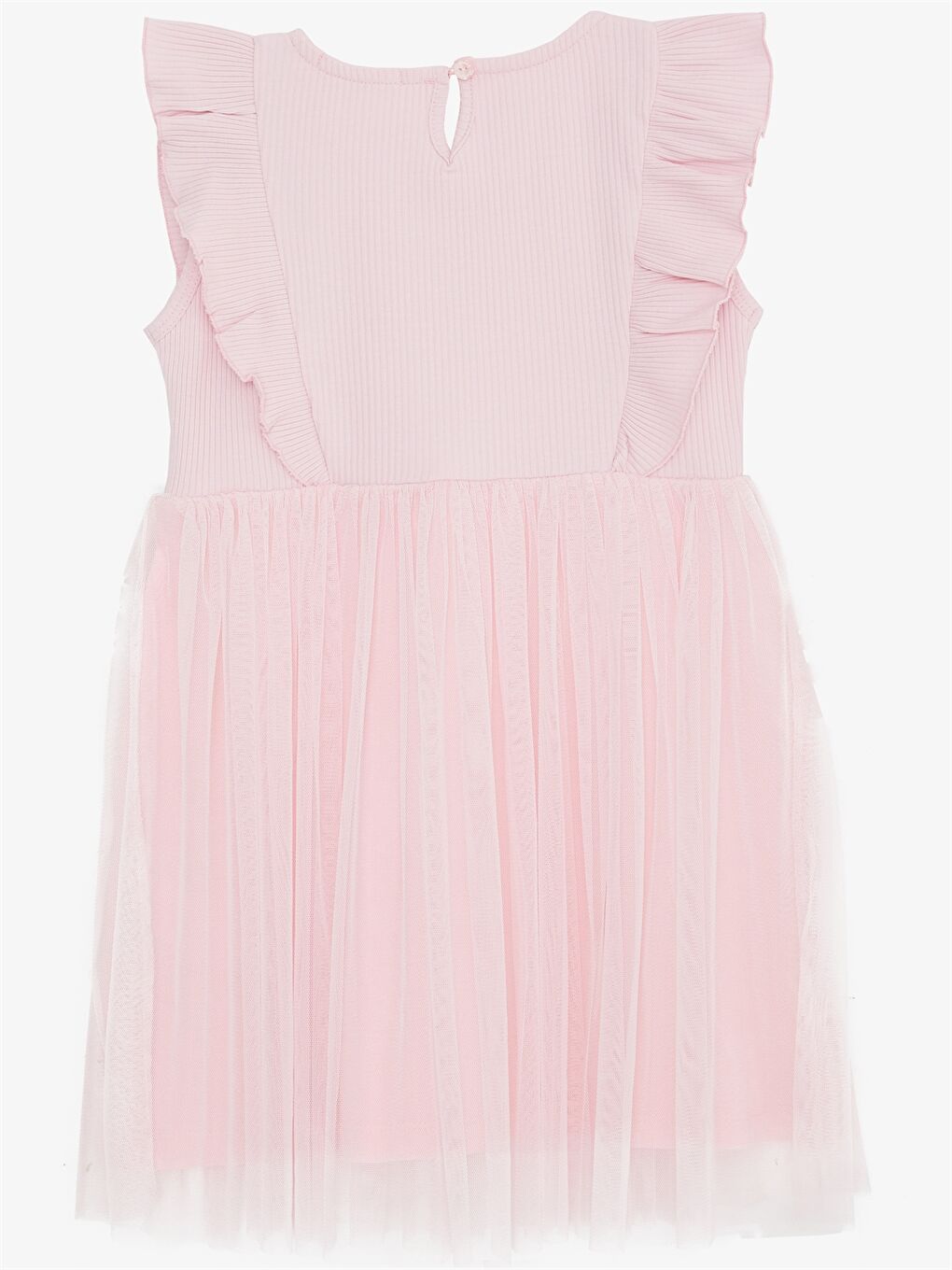 Pembe Bisiklet Yaka Kız Çocuk Elbise-1