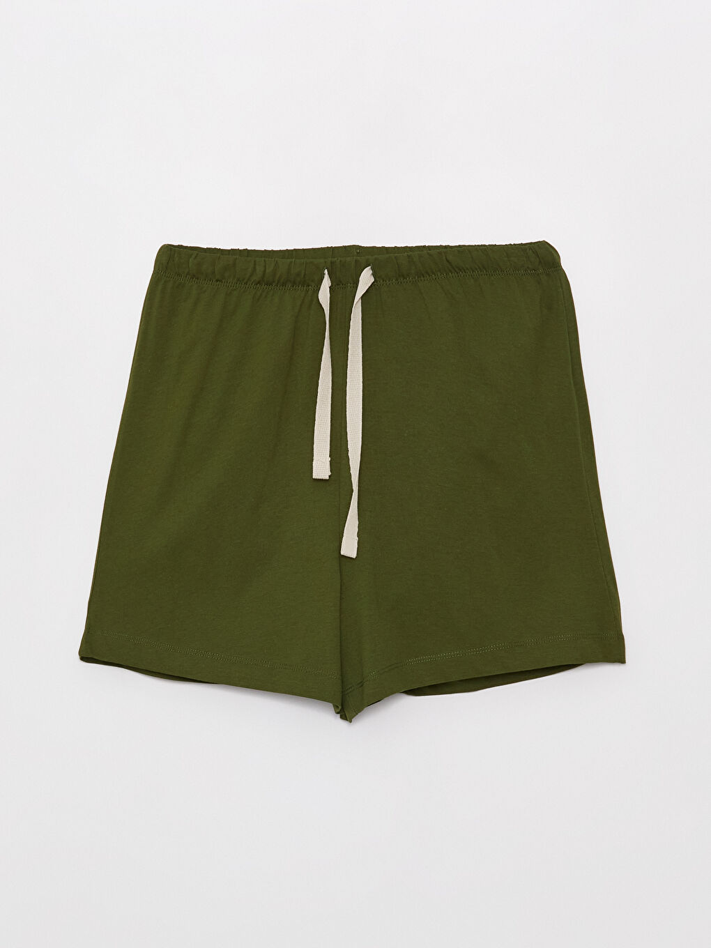 Yeşil Bisiklet Yaka Baskılı Kısa Kollu Kadın Şortlu Pijama Takımı-8