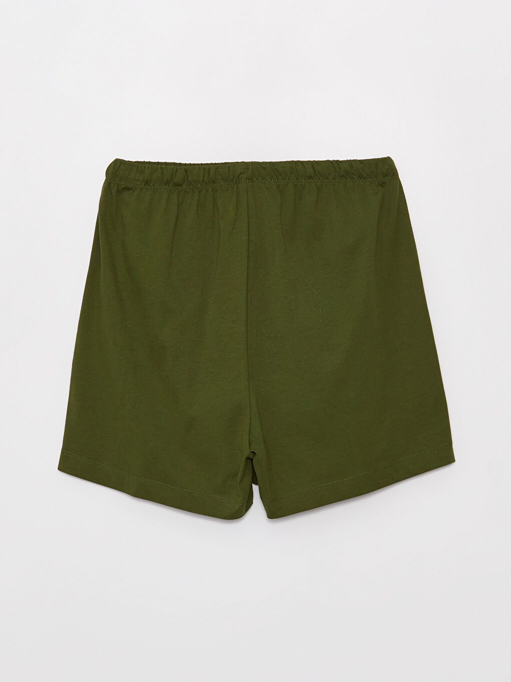 Yeşil Bisiklet Yaka Baskılı Kısa Kollu Kadın Şortlu Pijama Takımı-9