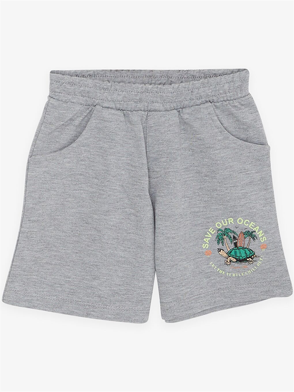 Yeşil Bisiklet Yaka Baskılı Kısa Kollu Erkek Çocuk Tişört ve Şort-3