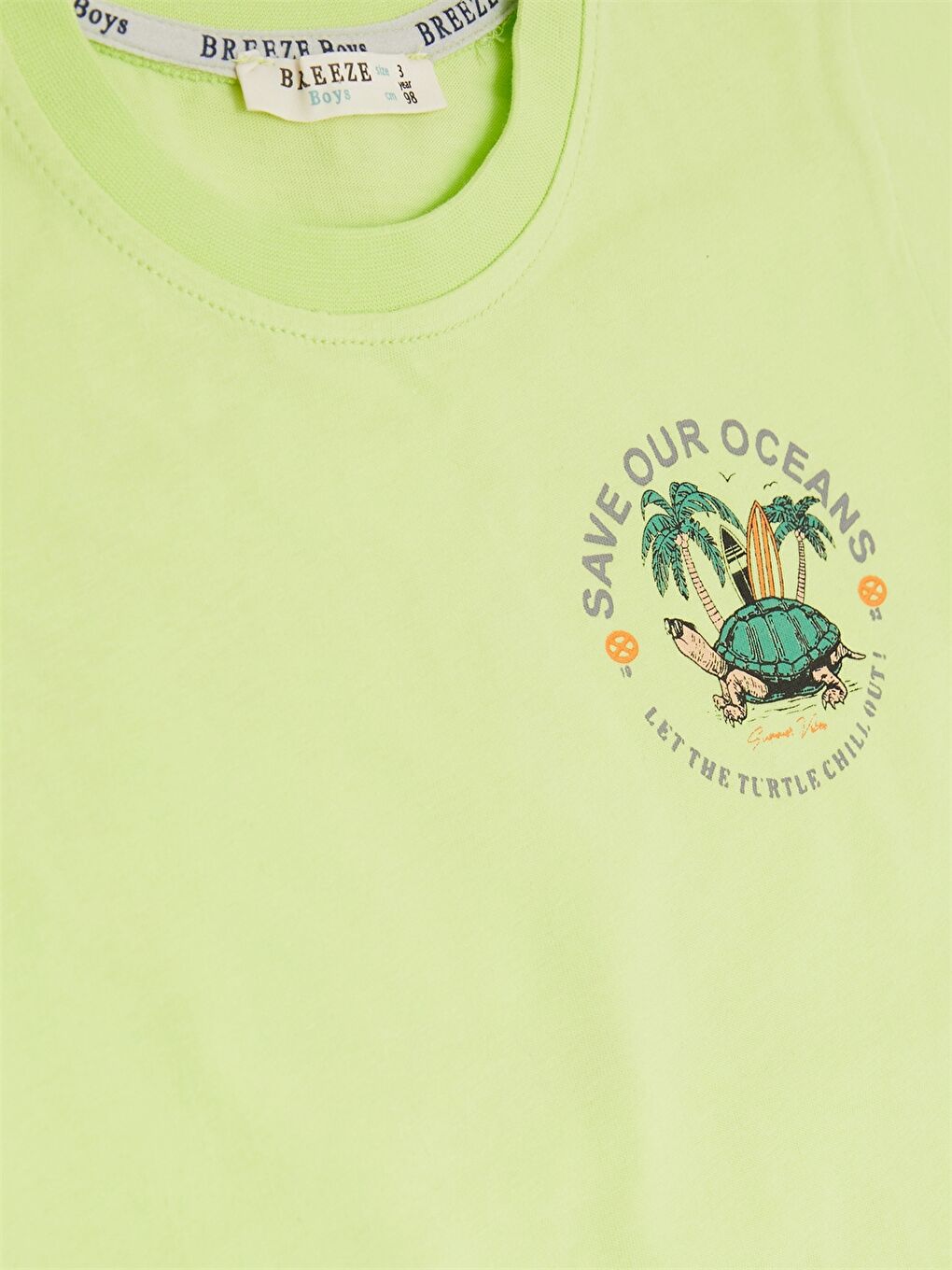 Yeşil Bisiklet Yaka Baskılı Kısa Kollu Erkek Çocuk Tişört ve Şort-4