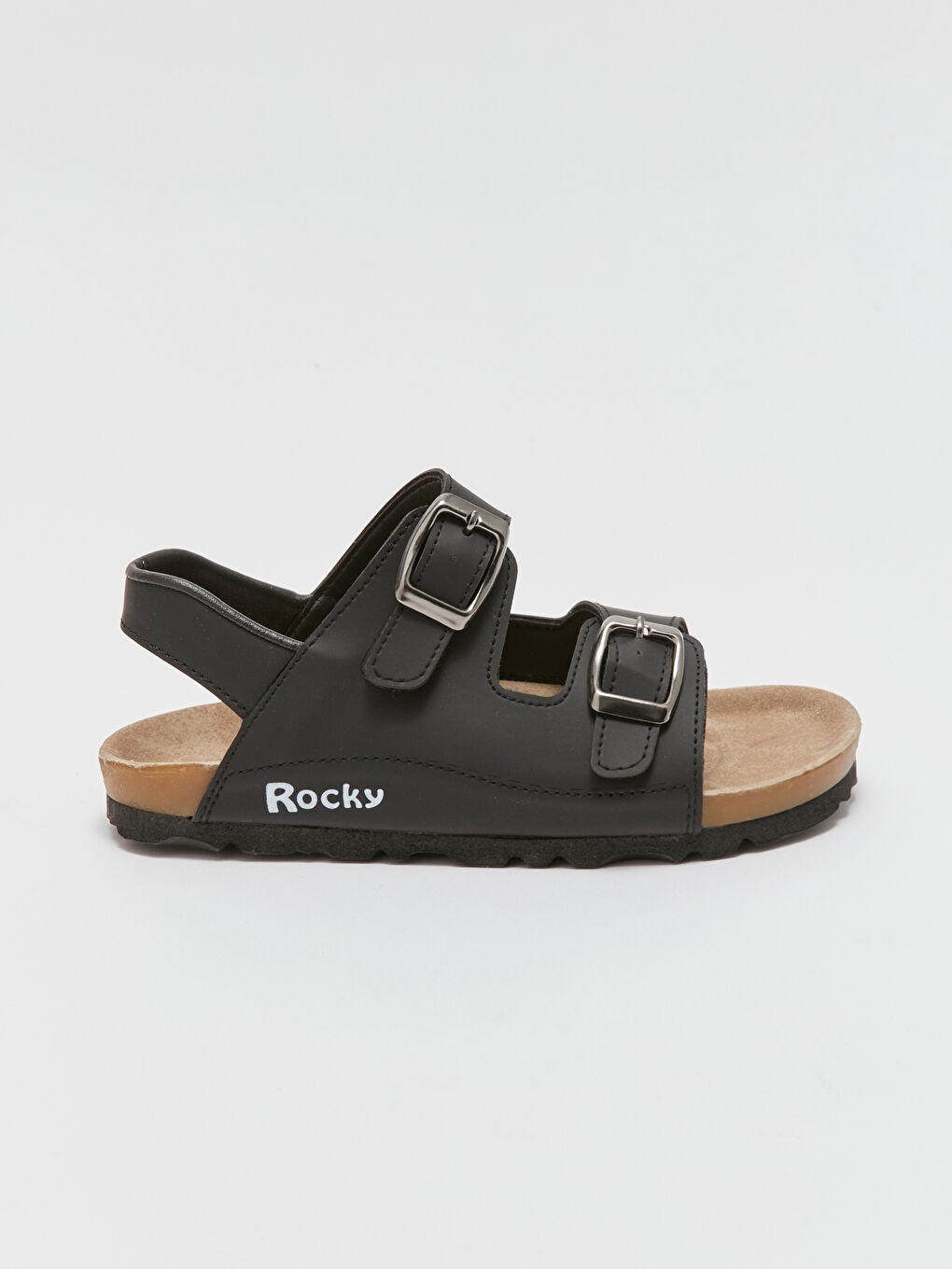 Rocky Siyah Deri Görünümlü Toka Detaylı Unisex Sandalet - 1