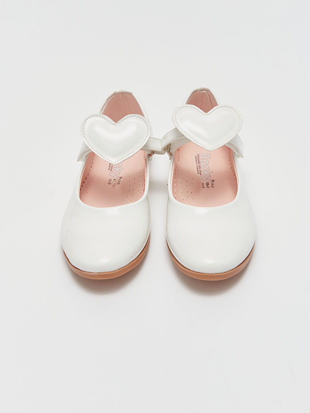 Beyaz Rugan Deri Cırt Cırtlı Kız Çocuk Babet-1