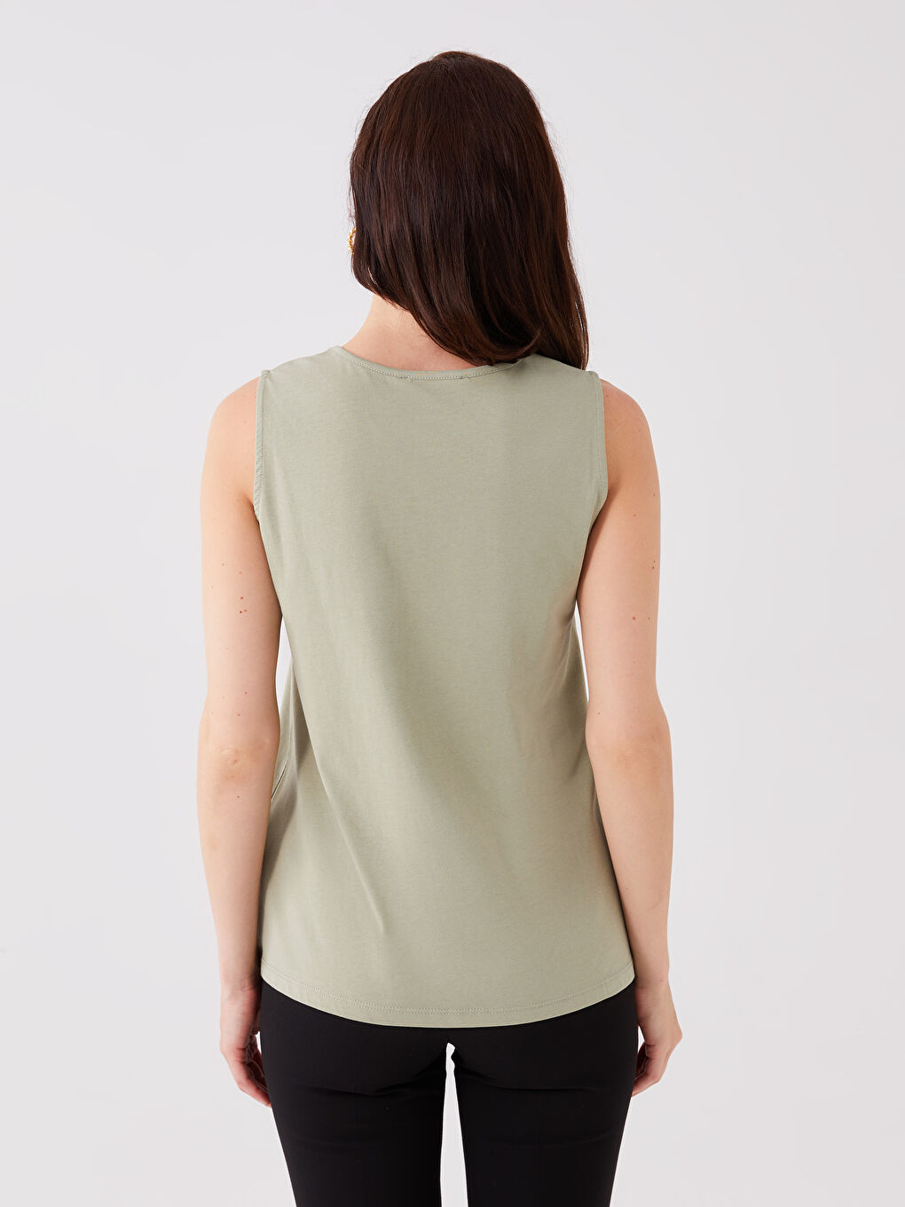 Yeşil Bisiklet Yaka Baskılı Kadın Bluz-4