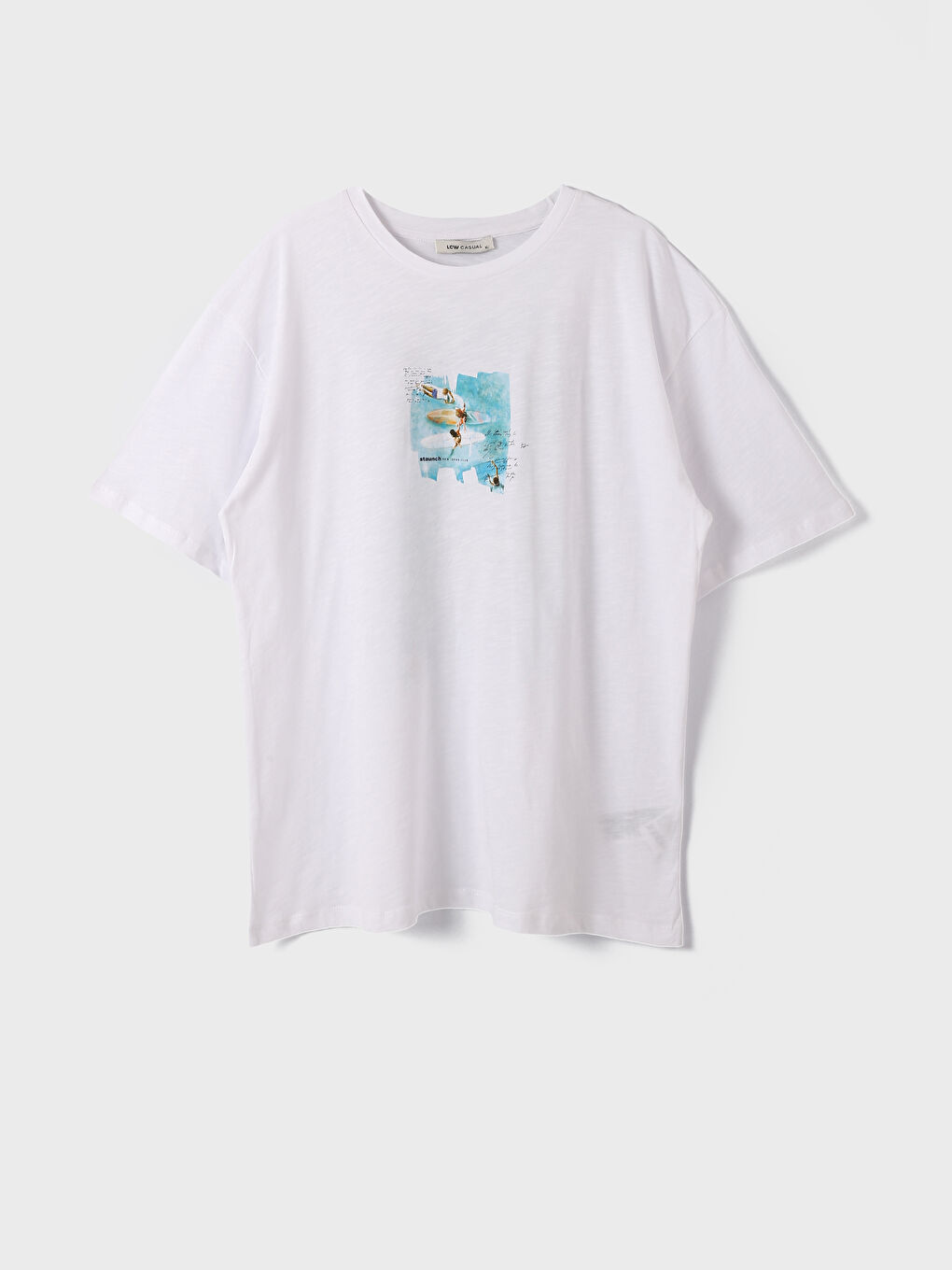 تيشيرت رجالي كم قصير مطبوع بياقة دائرية