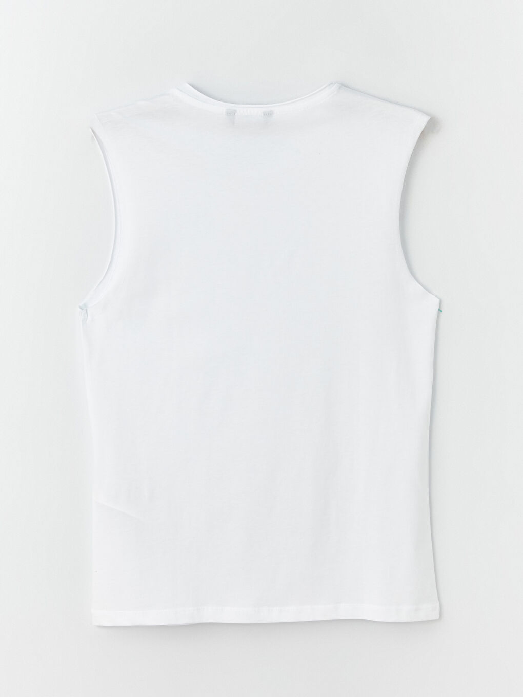 Beyaz Bisiklet Yaka Penye Erkek Kolsuz Tişört-6