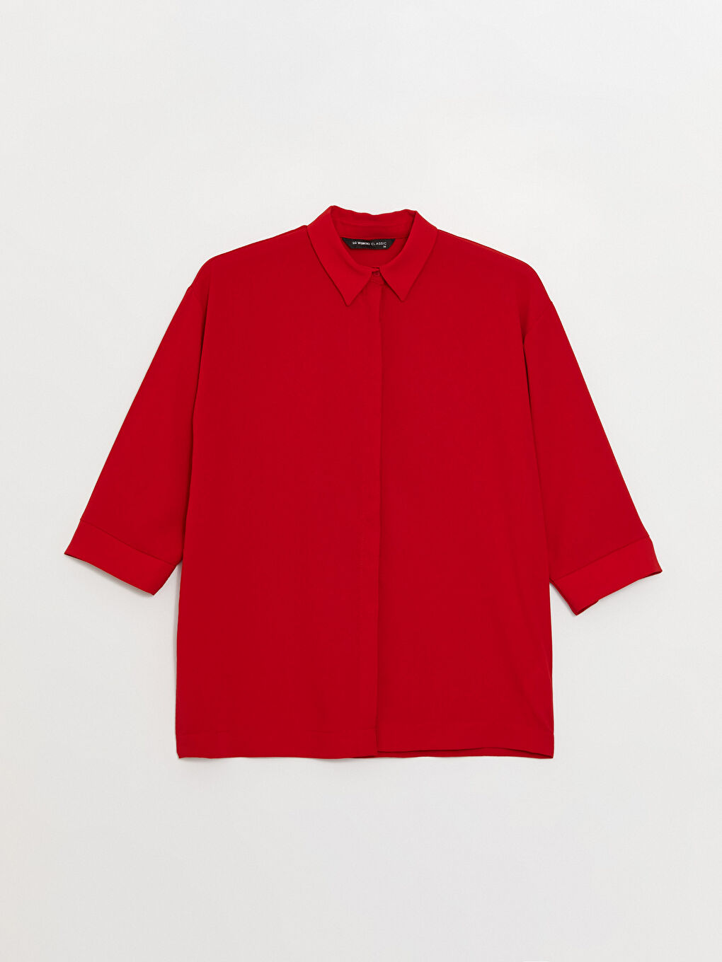 Kırmızı Düz Oversize Kadın Gömlek-5