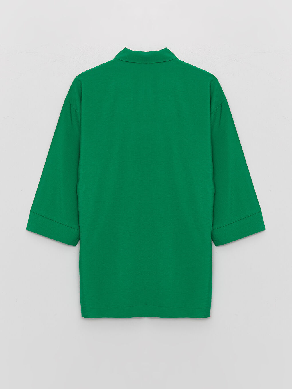 Yeşil Gömlek Yaka Düz Oversize Kadın Tunik-6