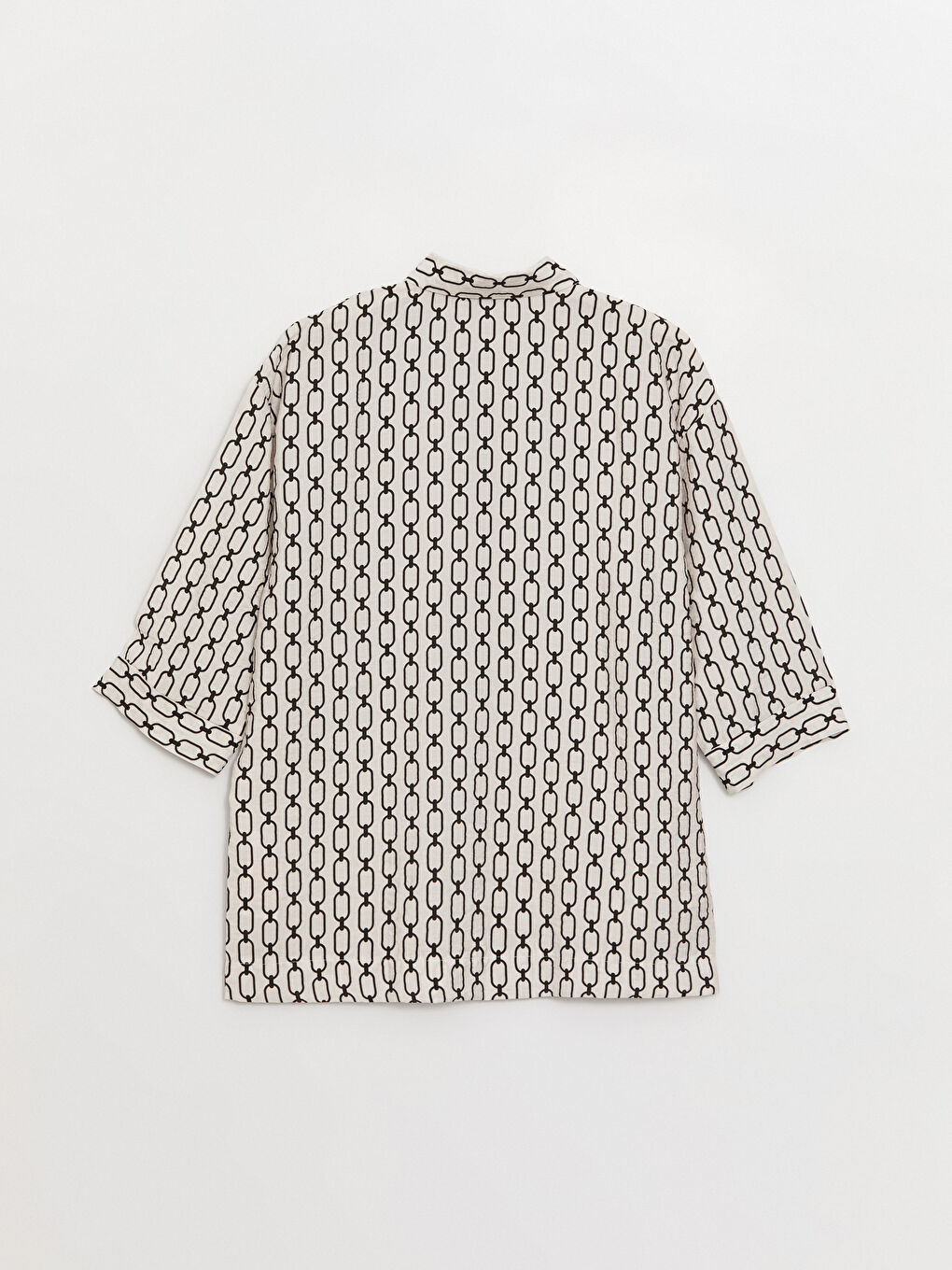 Bej Desenli Oversize Kadın Gömlek-6