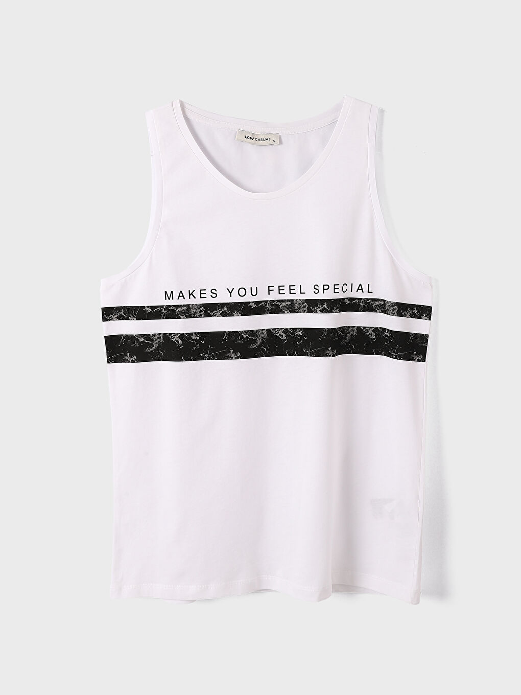 تيشيرت بدون أكمام مطبوع بياقة دائرية جيرسي للرجال