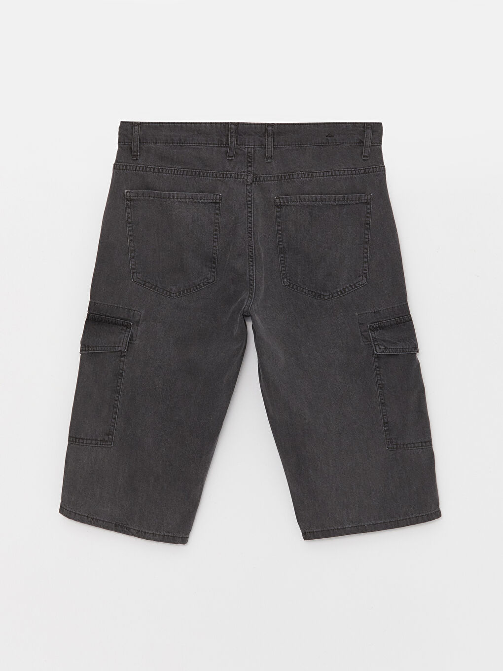 Gri Standart Kalıp Erkek Jean Şort-5