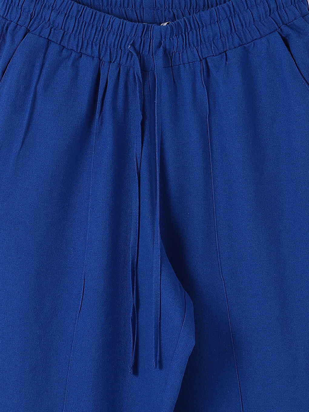 Elastic Waist Wide Leg Women's Trousers-2