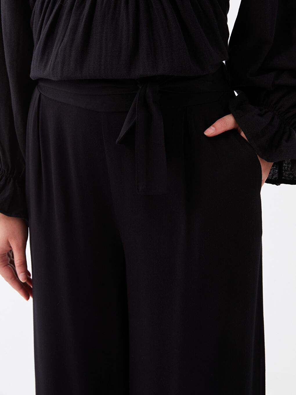 Elasticated Waist Relaxed Fit Women's Trousers-1