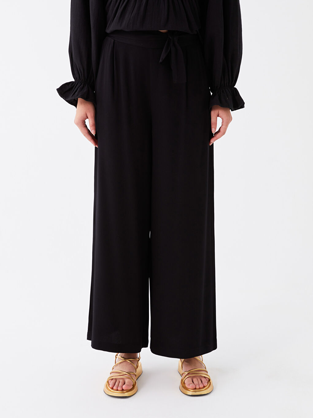 Elasticated Waist Relaxed Fit Women's Trousers-2