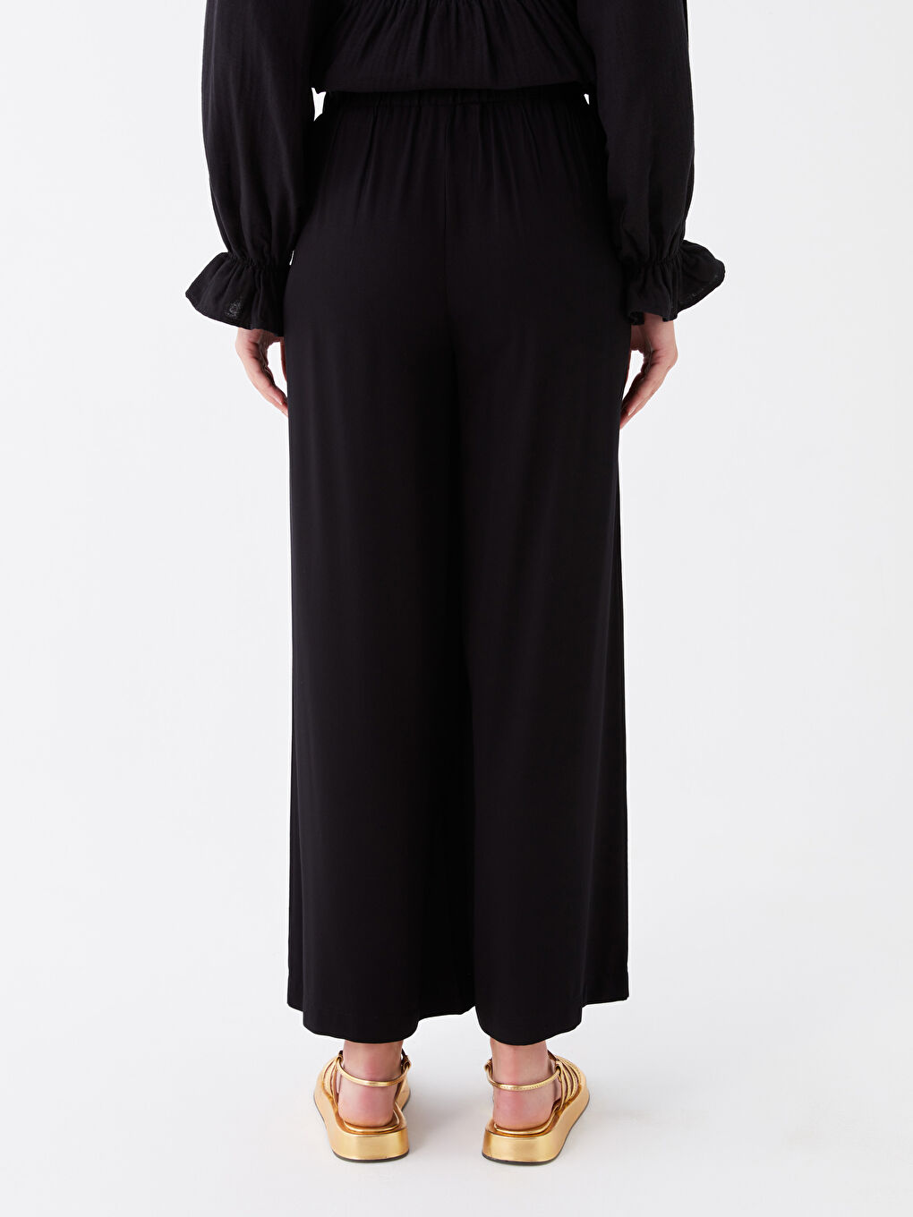 Elasticated Waist Relaxed Fit Women's Trousers-3