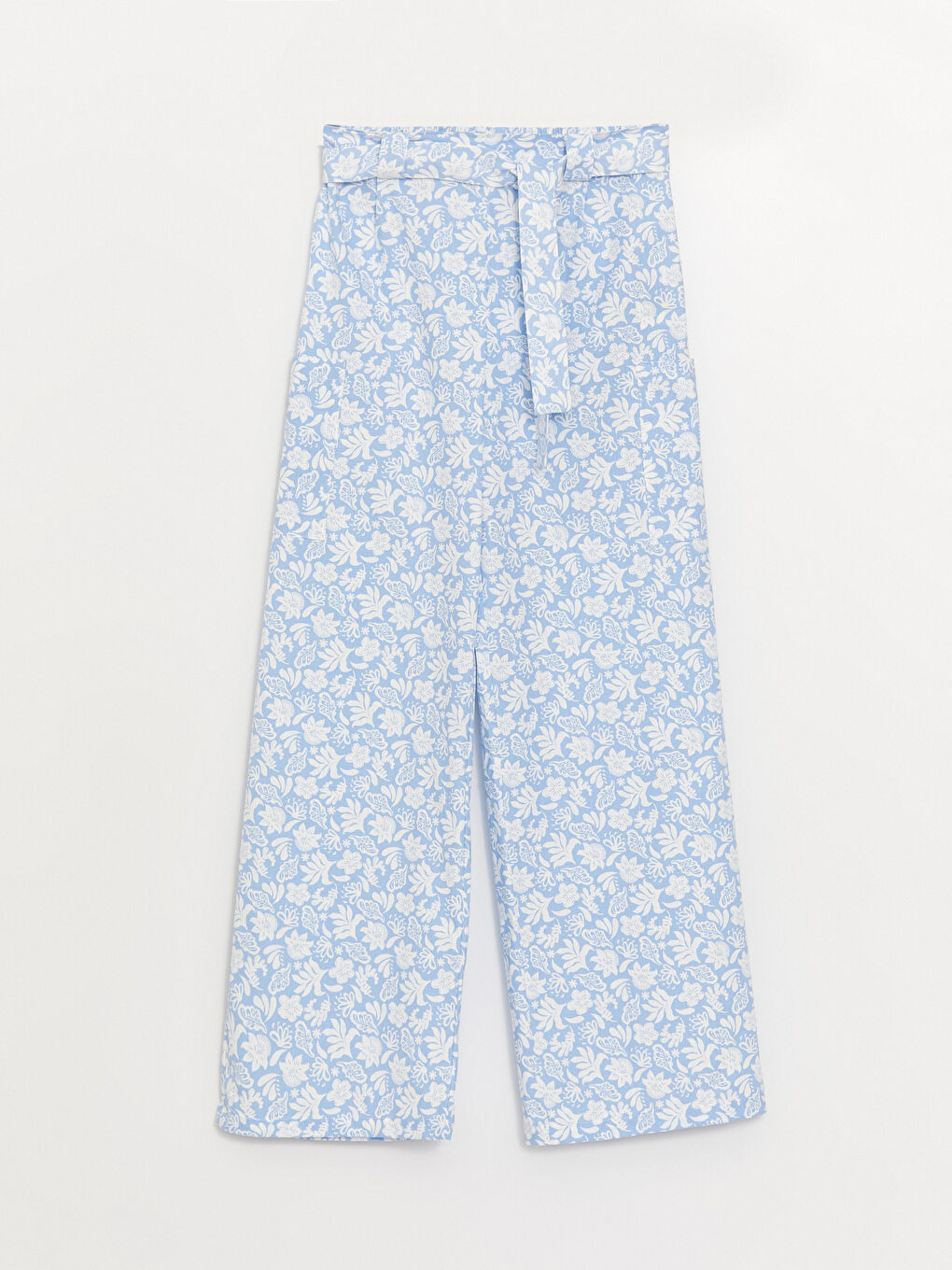 Mavi Beli Lastikli Desenli Kız Çocuk Pantolon