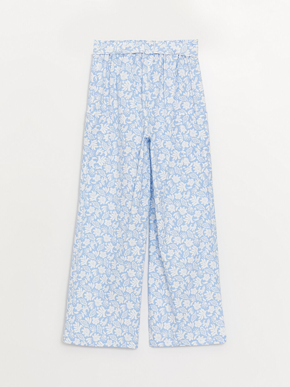 Mavi Beli Lastikli Desenli Kız Çocuk Pantolon-2