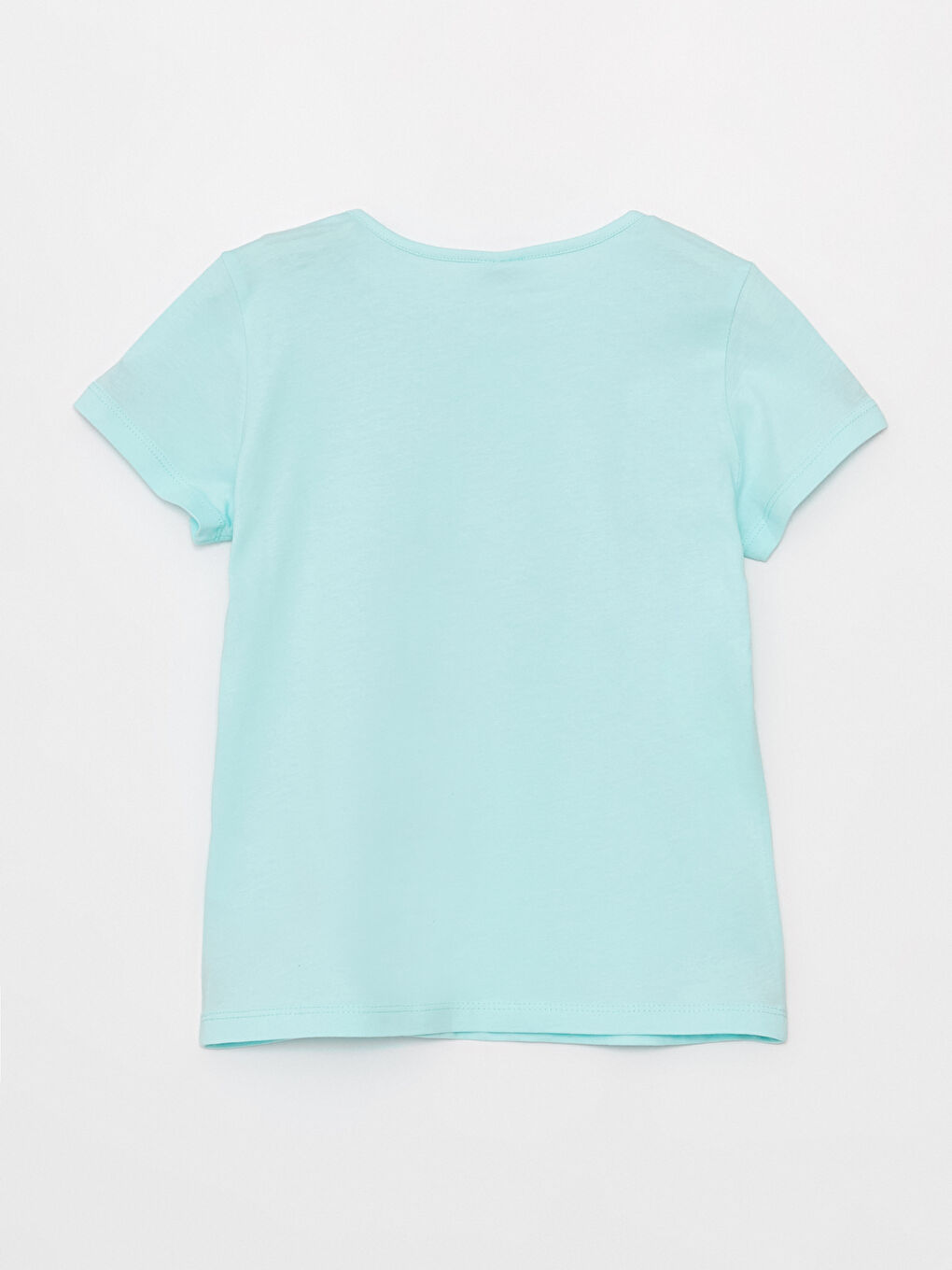 Turkuaz Bisiklet Yaka Baskılı Kısa Kollu Kız Çocuk Tişört-1