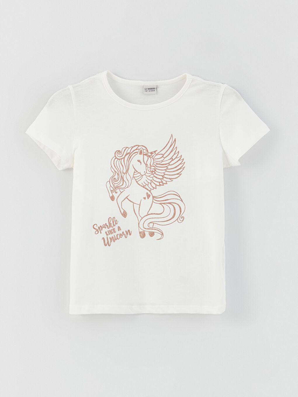 Crew Neck Printed Short Sleeve Girls' T-Shirt-3