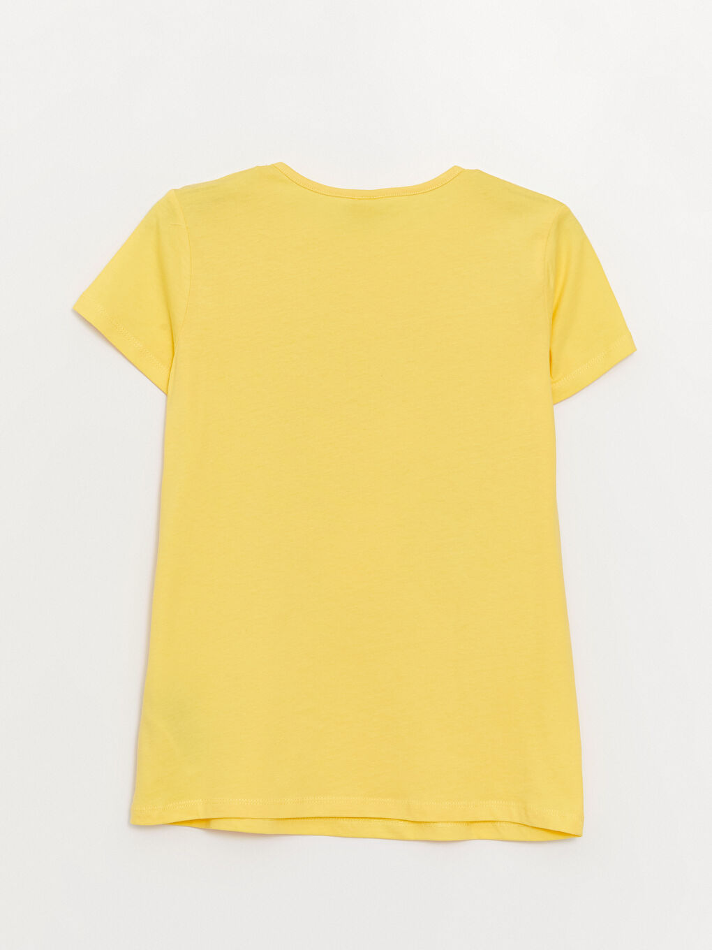 Sarı Bisiklet Yaka Baskılı Kısa Kollu Kız Çocuk Tişört-1
