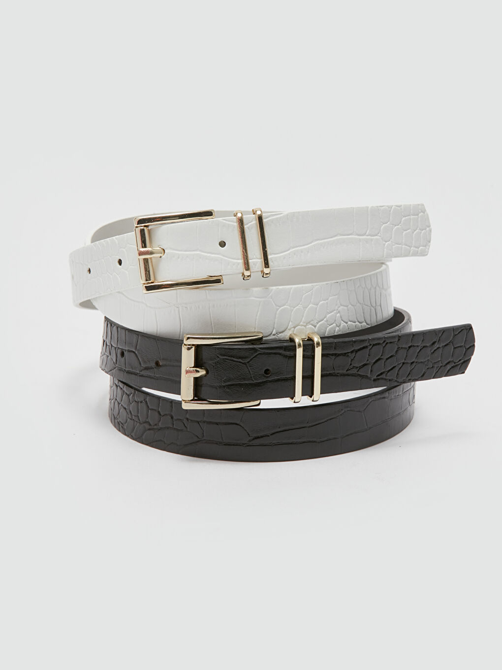 Leather Look Womens Slim Belt 2-Pack