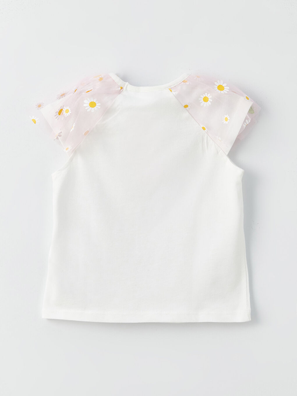 Beyaz Kız Bebek Çiçek Desenli Tişört ve Şortlu Etek 2'li Takım-3