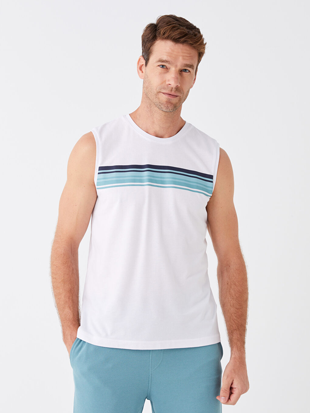 Crew Neck Color Block Men's Sleeveless T-Shirt-1