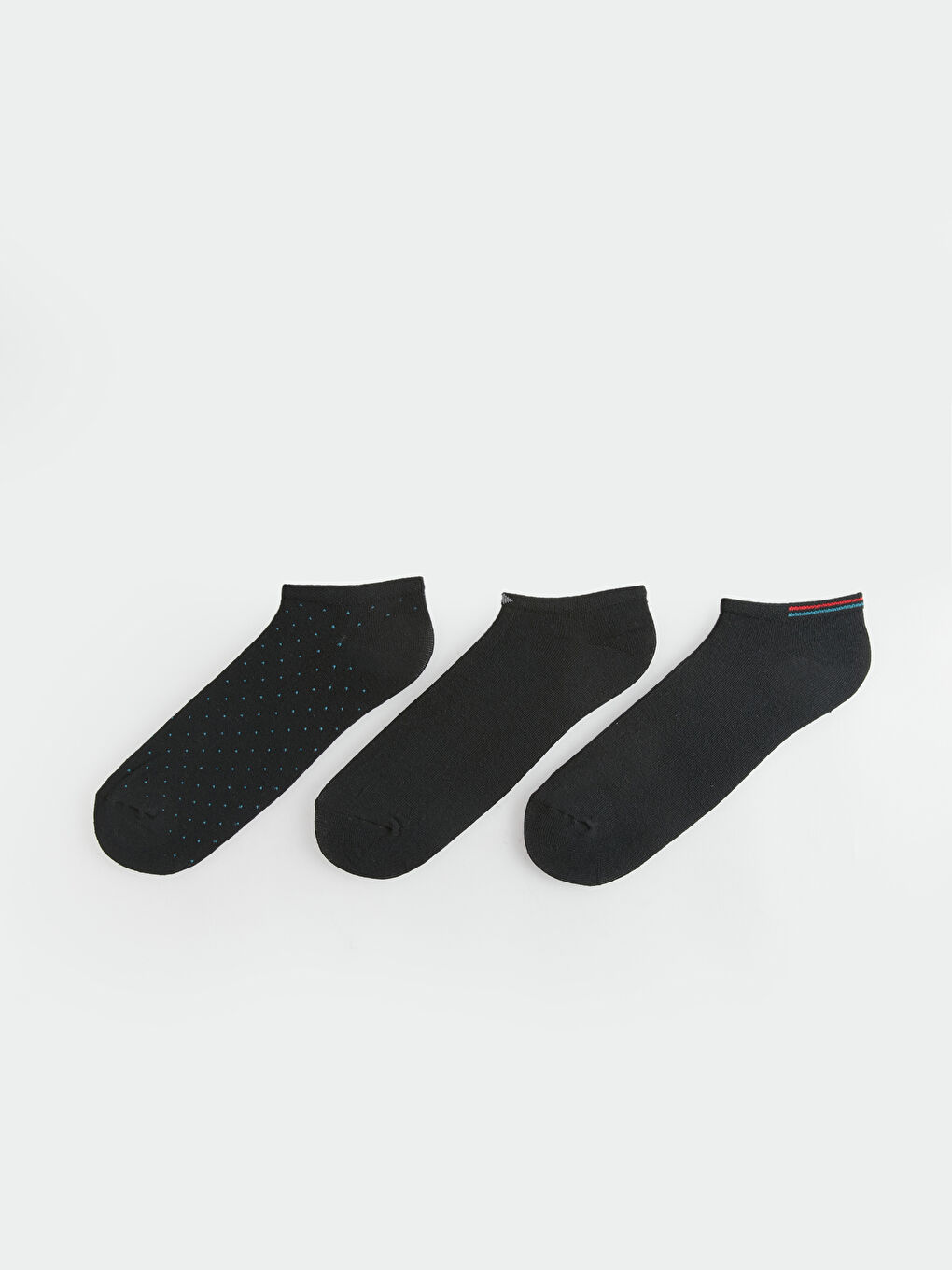 Siyah Desenli Erkek Patik Çorap 3'lü