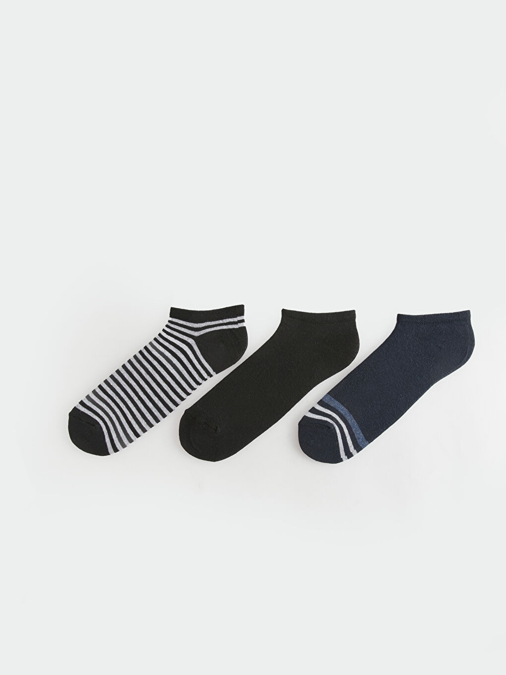 Siyah Desenli Erkek Patik Çorap 3'lü